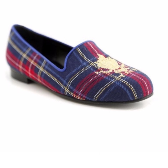 Jon Josef Shoes - Jon Josef Bumbleb Navy Plaid Fabric Loafer Flat